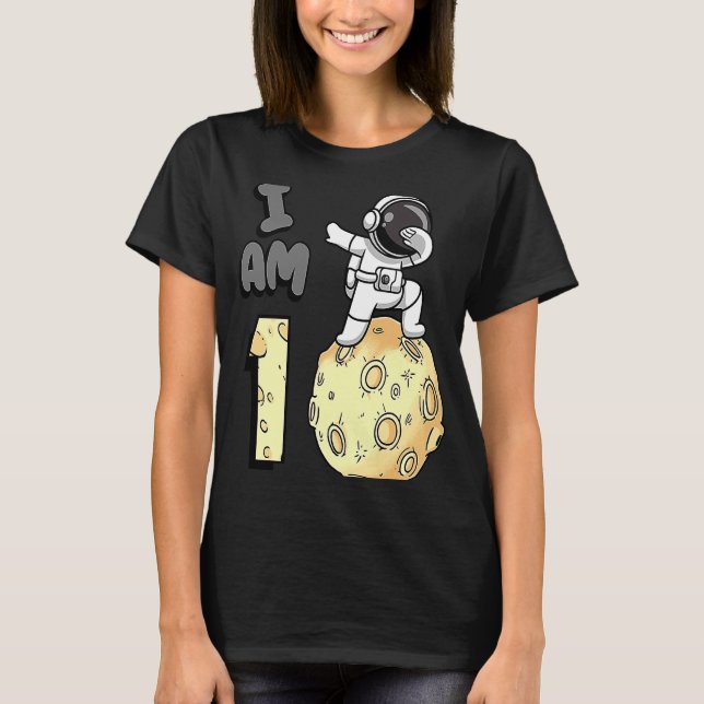 Camiseta I am 1 Space Astronaut Kid Moon Walker 1st Birthda (Anverso)