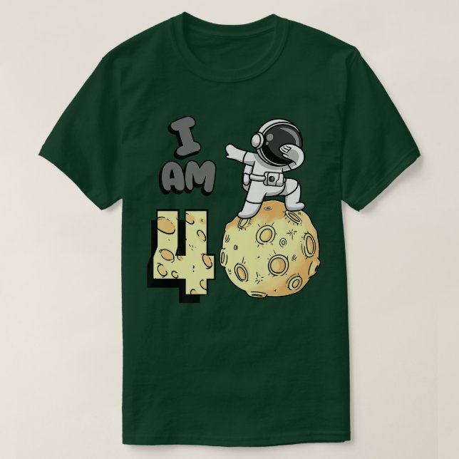 Camiseta I am 4 Space Astronaut Kid Moon Walker 4th Birthda (Diseño del anverso)