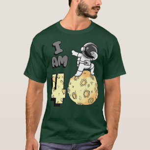 Camiseta I am 4 Space Astronaut Kid Moon Walker 4th Birthda