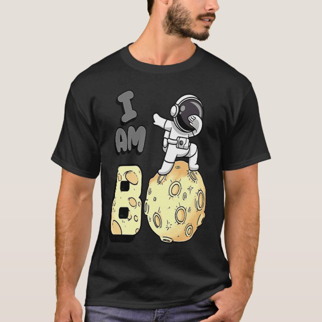 Camiseta I am 8 Space Astronaut Kid Moon Walker 8th Birthda (Anverso)