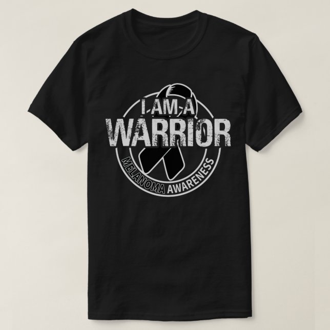 Camiseta I Am A Warrior Melanoma Awareness Ribbon (Diseño del anverso)