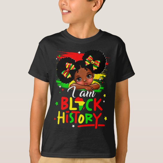 Camiseta I Am Black History Afro Girl Little Melanin Prince (Anverso)