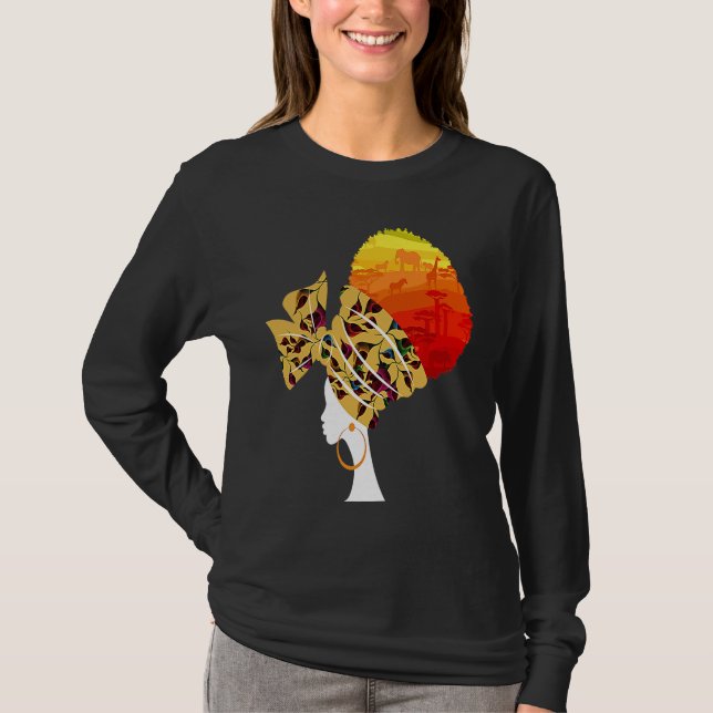 Camiseta I Am Black History Black Queen Safari  BHM Afro Wo (Anverso)
