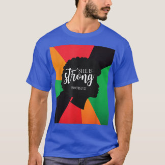 Camiseta I Am Black History Christian She Is Strong Junetee