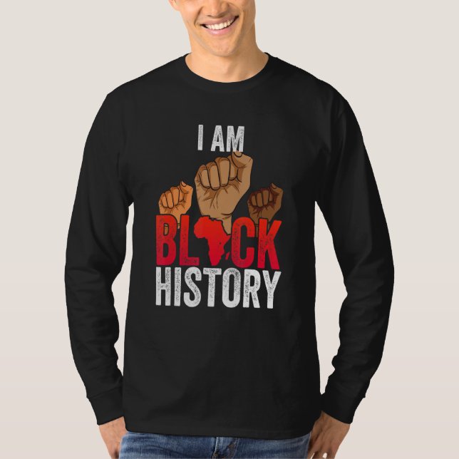 Camiseta I Am Black History Fight Hand Black History Month  (Anverso)
