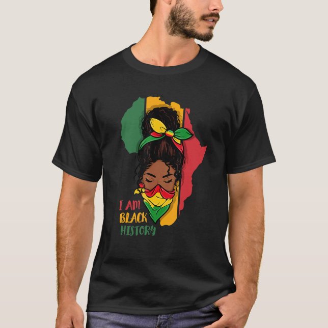 Camiseta I Am Black History Month Africa Map & Black Queen  (Anverso)