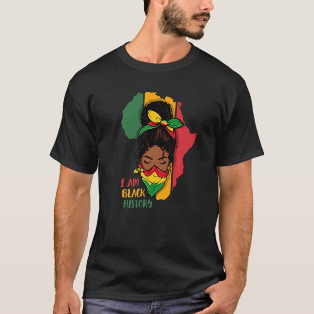 Camiseta I Am Black History Month Africa Map & Black Queen  (Anverso)