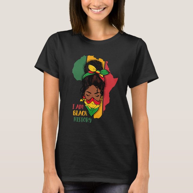 Camiseta I Am Black History Month Africa Map & Black Queen  (Anverso)