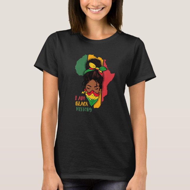 Camiseta I Am Black History Month Africa Map & Black Queen  (Anverso)