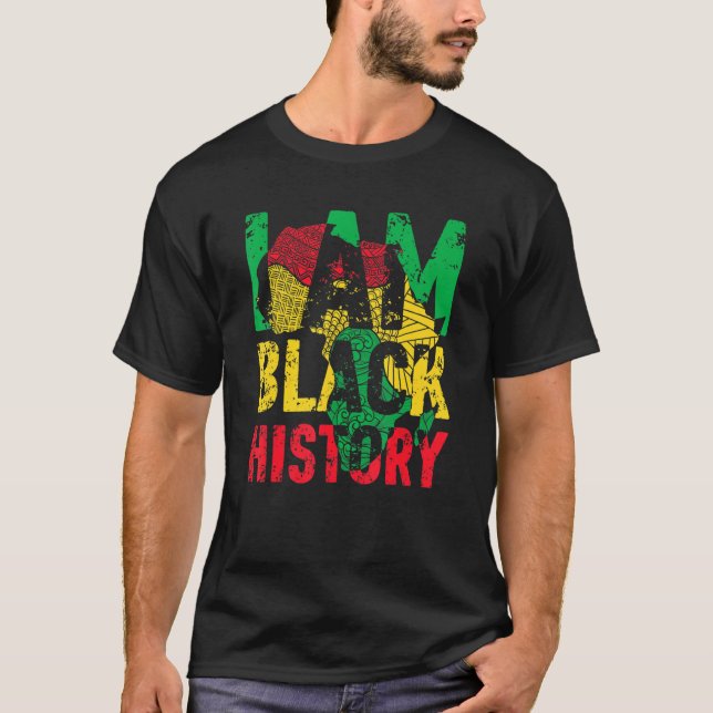 Camiseta I Am Black History Month African American Flag Cel (Anverso)