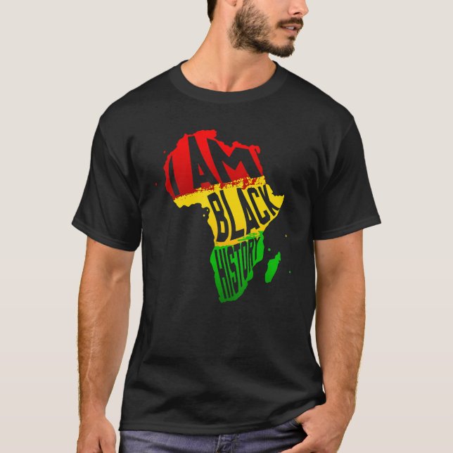 Camiseta I Am Black History Month African American Map Mela (Anverso)