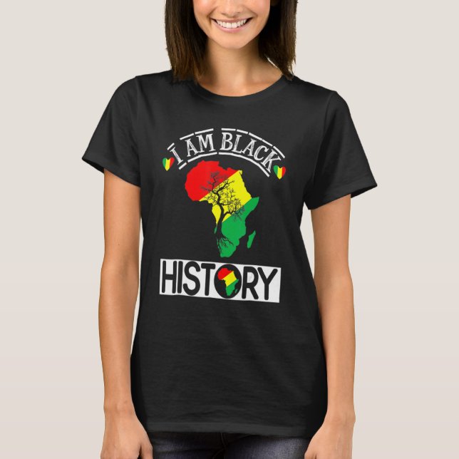 Camiseta I Am Black History Month African Map American Cele (Anverso)