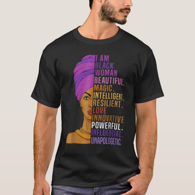 Camiseta I Am Black Woman Black History Month Queen Melanin (Anverso)