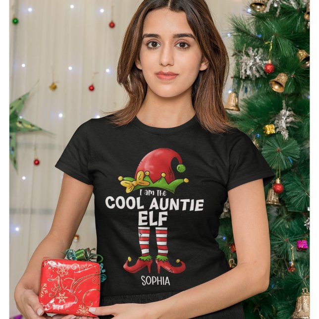 Camiseta I am The Cool Auntie Elf Funny Elf (Subido por el creador)