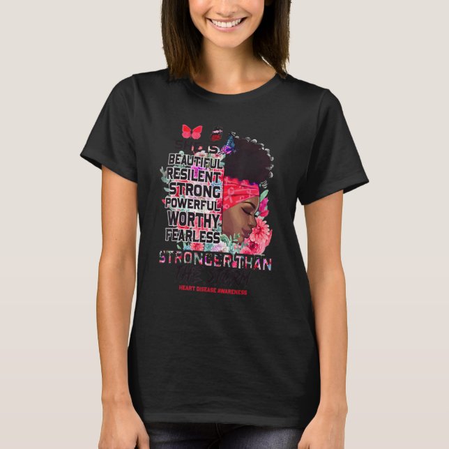 Camiseta I Am The Storm Black Woman Afro Heart Disease Awar (Anverso)
