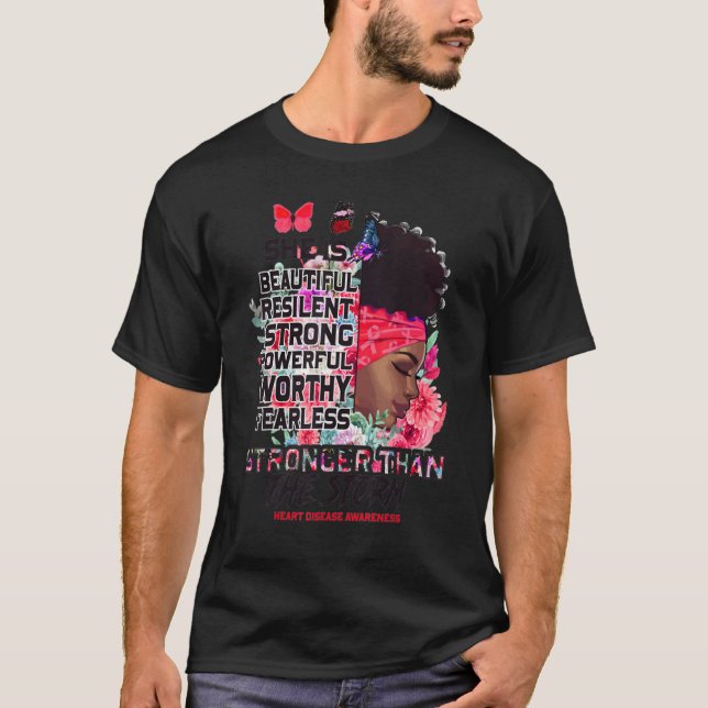 Camiseta I Am The Storm Black Woman Afro Heart Disease Awar (Anverso)