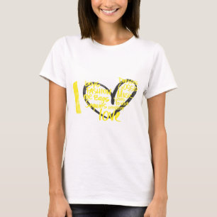 Camiseta I amarillo de la pintada del corazón