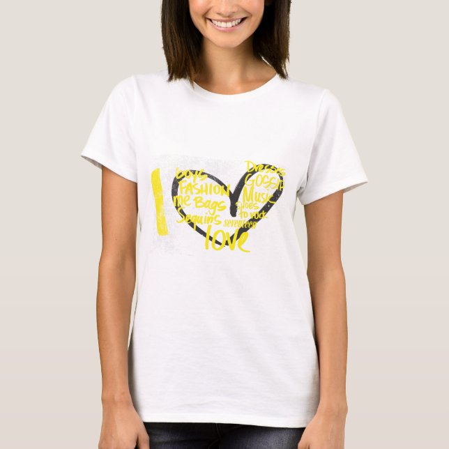 Camiseta I amarillo de la pintada del corazón (Anverso)