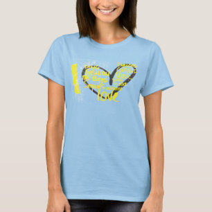 Camiseta I amarillo de la pintada del corazón