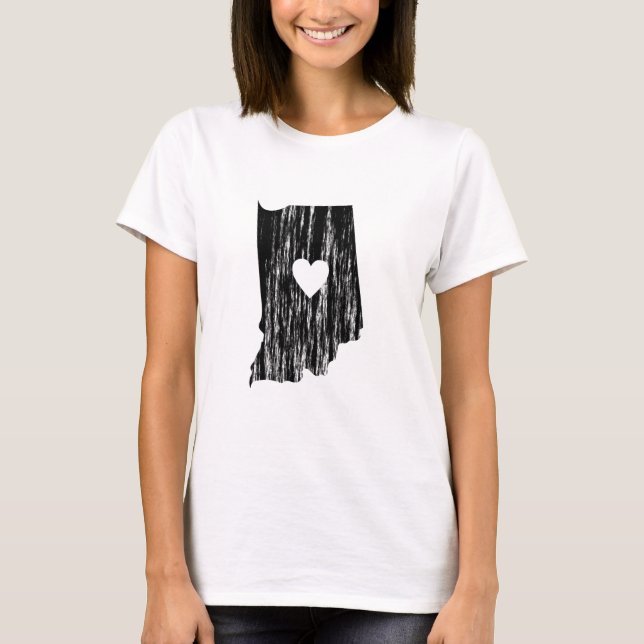 Camiseta I amor llevado Grunge del estado del esquema de (Anverso)