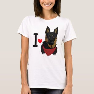 Camiseta I amor Shepards del pastor alemán I del corazón