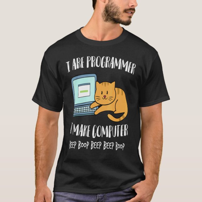Camiseta I Are Programmer I Make Computer Beep Cute Cat Kit (Anverso)