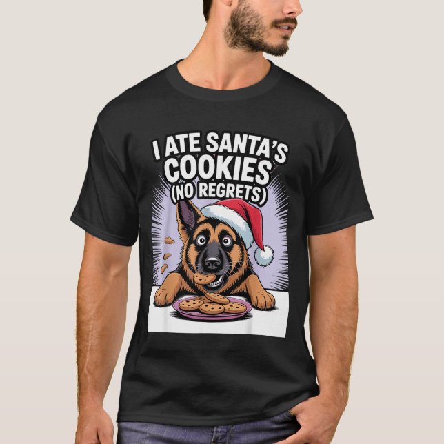 Camiseta I Ate Santas Cookies Puppy Funny Christmas German  (Anverso)