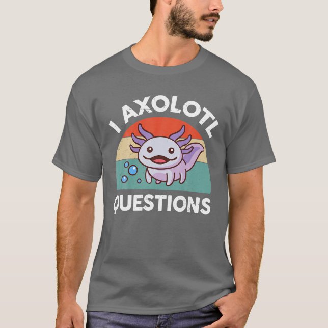Camiseta I Axolotl cuestiona la púrpura Axolotl Plush Salam (Anverso)