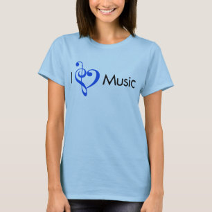 Camiseta I azul de la música del corazón