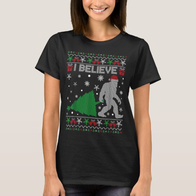 Camiseta I Believe Big Foot Sasquatch Christmas  (Anverso)
