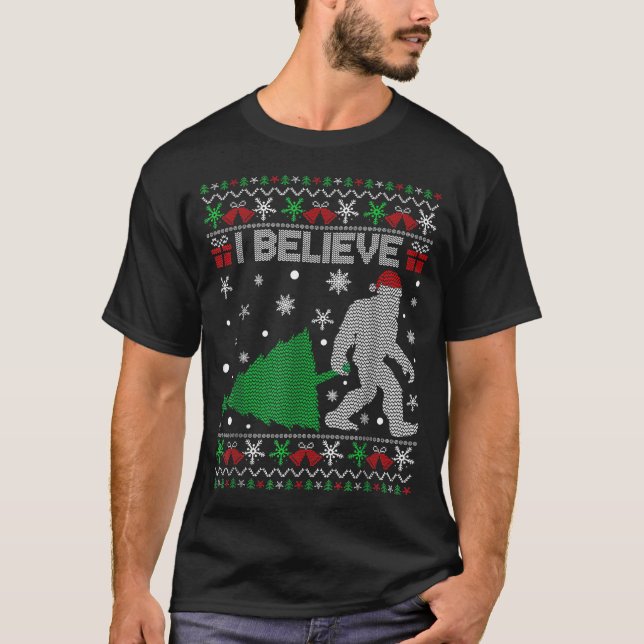 Camiseta I Believe Big Foot Sasquatch Christmas  (Anverso)
