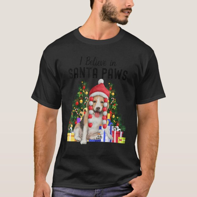 Camiseta I Believe In Santa Paws   Cute Christmas Beagle Pu (Anverso)