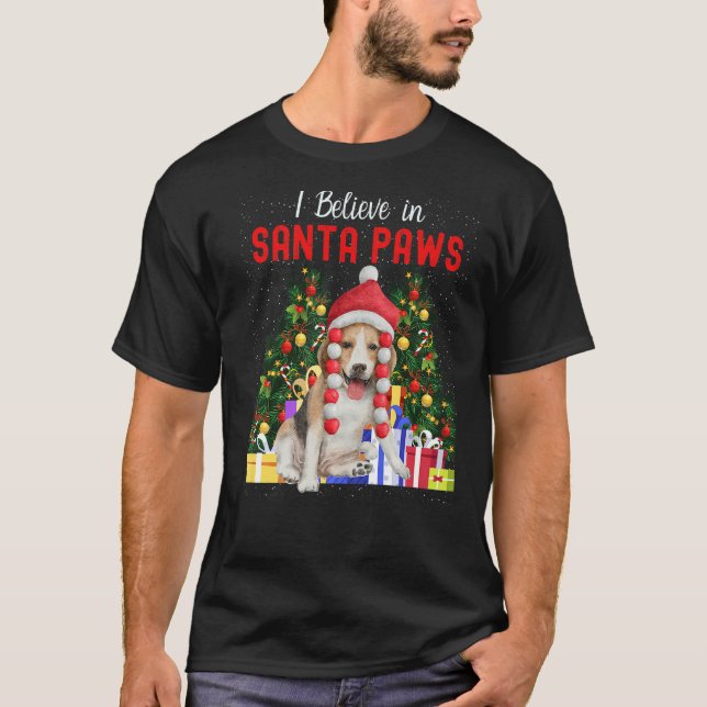 Camiseta I Believe In Santa Paws  Cute Christmas Beagle Pup (Anverso)