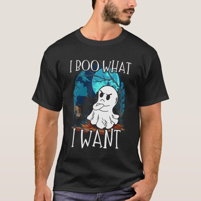 Camiseta I Boo What I Want Grumpy Spooky Ghost Halloween Sp (Anverso)