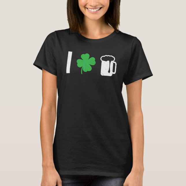 Camiseta I C Beer Love Irish Drinking Shamrock St Patrick's (Anverso)
