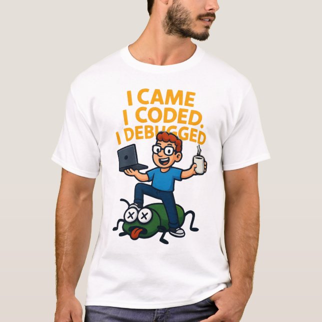 Camiseta I Came I Coded I Debugged Funny Programmer T-Shirt (Anverso)