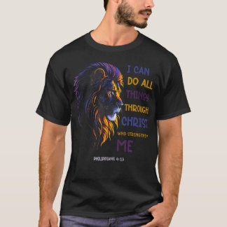 Camiseta I Can Do All Things Through Christ Christian Tee L