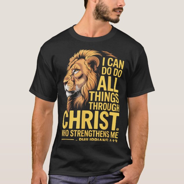 Camiseta I Can Do All Things Through Christ, Cross Lino Chr (Anverso)