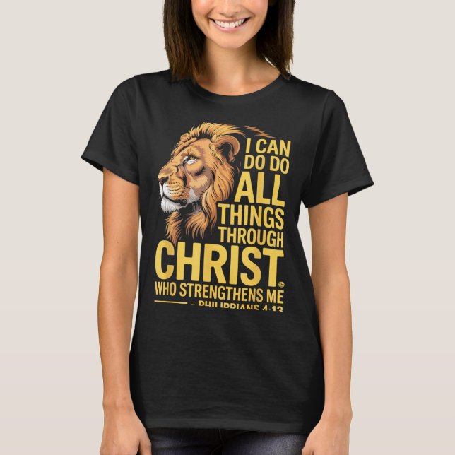 Camiseta I Can Do All Things Through Christ, Cross Lino Chr (Anverso)