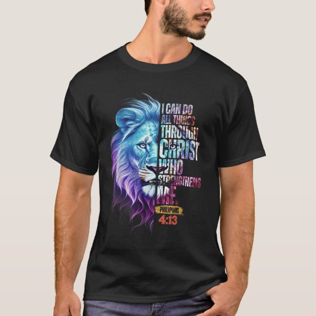 Camiseta I Can Do All Things Through Christ Lion Faith Chri (Anverso)