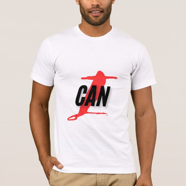 Camiseta "I Can" Dynamic Red & Black Empowerment Word Art (Anverso)