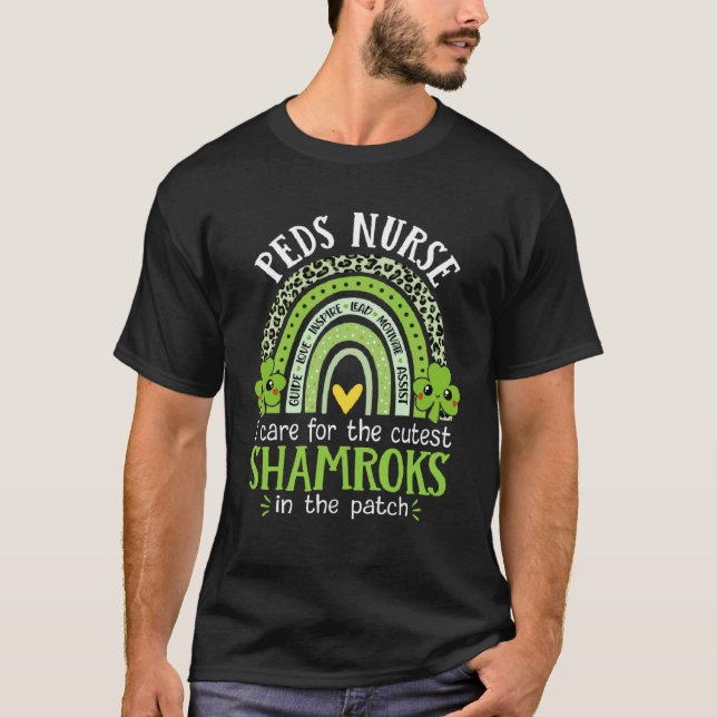 Camiseta I Care For The Cutest Shamrocks Peds Nurse St Patr (Anverso)
