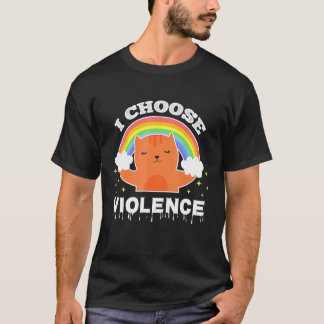 Camiseta I Choose Violence Cute Cat Rainbow