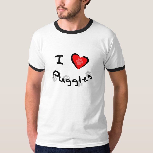 Camiseta I corazón - amor Puggles (Anverso)