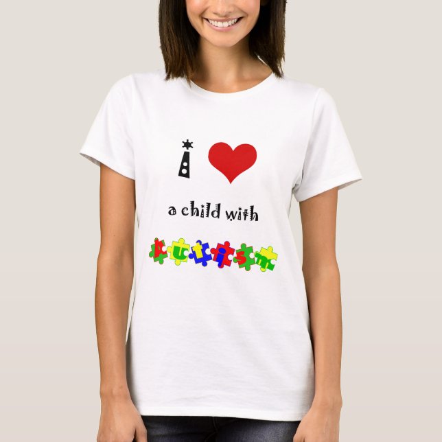 Camiseta I corazón (amor) un niño con autismo (Anverso)