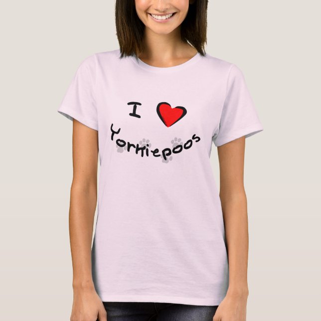 Camiseta I corazón - amor Yorkiepoos (Anverso)