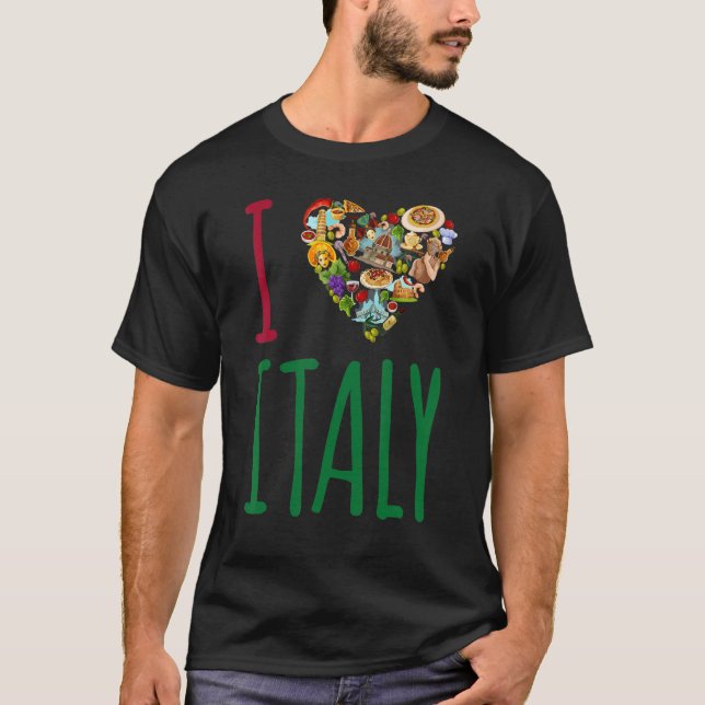 Camiseta I Corazón Bandera de Italia Corazón Italia Italian (Anverso)