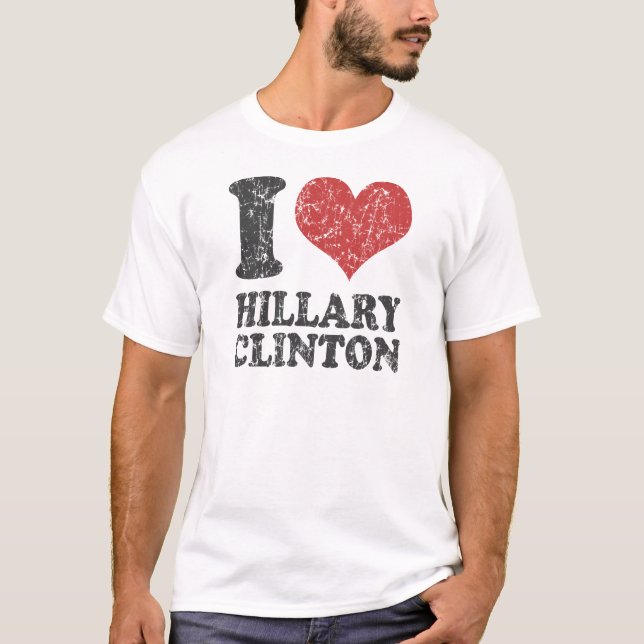 Camiseta I corazón Hillary Clinton retra (Anverso)