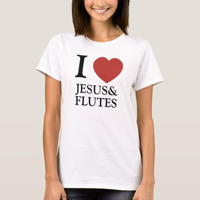 Camiseta I corazón Jesús y flautas (Anverso)