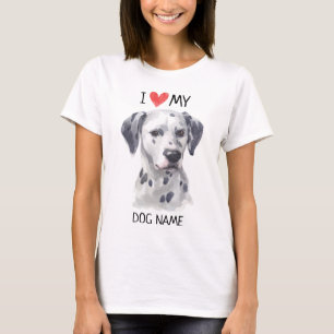 Camiseta I corazón mi acuarela dálmata del mascota del